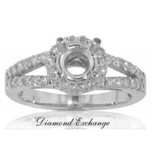 0.70 CT Round Cut Diamond Semi Mount Engagement Ring 